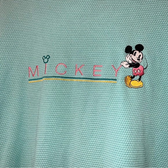 Vtg Disney Mickey & Co. Teal Mickey Mouse waffle knit sleep short * m/lg* - Picture 4 of 4